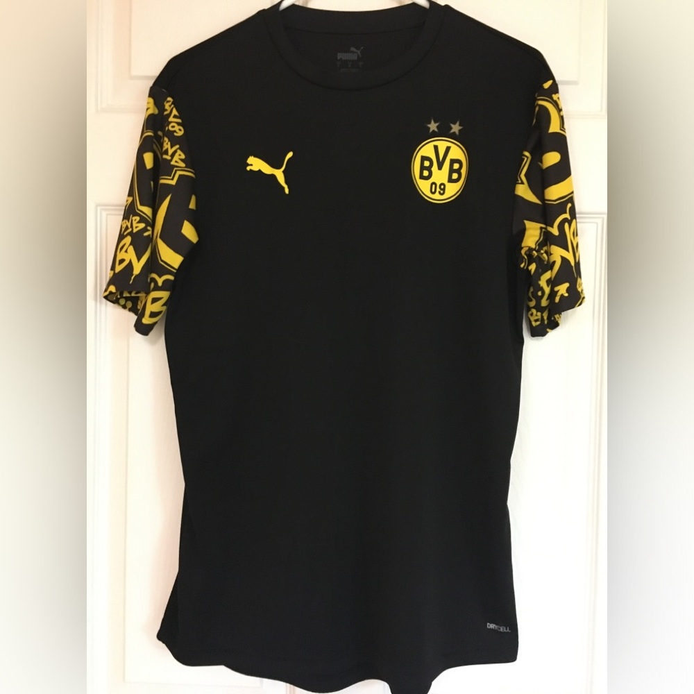 Puma Borussia Dortmund Black & Yellow Short-Sleeve Men's Shirt futbol soccer